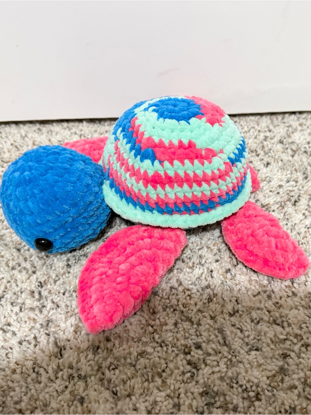 Handmade Crochet Turtle Stuffed Animal Plush Toy pink blue green